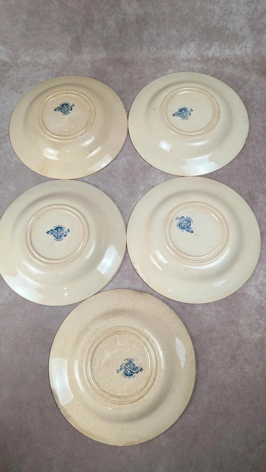 Lot de 5 assiettes creuses anciennes Vieillard & Cie Bordeaux, modèle Clématite – photo 8